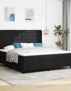 vidaXL LED кутия за пружини с легло Черно 180 x 200 cm текстил