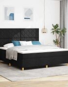 vidaXL LED кутия за пружини с легло Черно 180 x 200 cm текстил