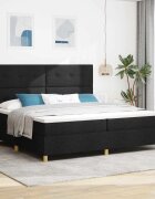 vidaXL LED кутия за пружини с легло Черно 200 x 200 cm текстил