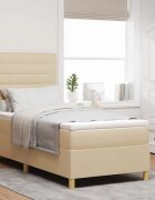 vidaXL LED кутия за пружини с легло Крем 100 x 200 cm текстил