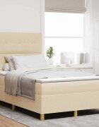vidaXL LED кутия за пружини с легло Крем 120 x 200 cm текстил