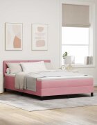 vidaXL LED кутия за пружини с легло Розово 140 x 200 cm Кадифе
