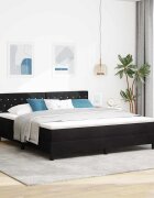 vidaXL LED кутия за пружини с легло с матрак Черно 180 x 200 cm Кадифе