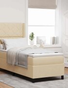 vidaXL LED кутия за пружини с легло с таблото Крем 90 x 190 cm текстил