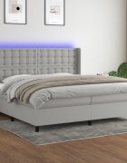 vidaXL LED кутия за пружини с легло с таблото текстил