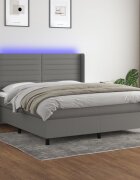 vidaXL LED кутия за пружини с легло с таблото текстил