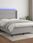 vidaXL LED кутия за пружини с легло с таблото текстил