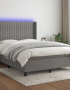 vidaXL LED кутия за пружини с легло с таблото текстил