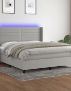 vidaXL LED кутия за пружини с легло с таблото текстил