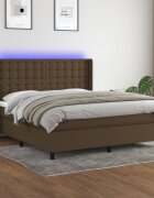 vidaXL LED кутия за пружини с легло с таблото текстил