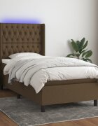 vidaXL LED кутия за пружини с легло с таблото текстил