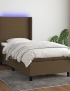 vidaXL LED кутия за пружини с легло с таблото текстил