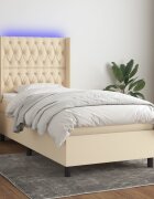vidaXL LED кутия за пружини с легло с таблото текстил