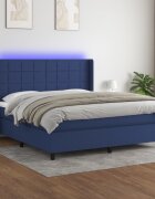 vidaXL LED кутия за пружини с легло с таблото текстил