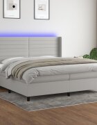vidaXL LED кутия за пружини с легло с таблото текстил