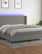 vidaXL LED кутия за пружини с легло с таблото текстил