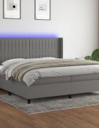 vidaXL LED кутия за пружини с легло с таблото текстил