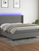 vidaXL LED кутия за пружини с легло с таблото текстил