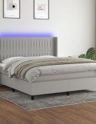 vidaXL LED кутия за пружини с легло с таблото текстил