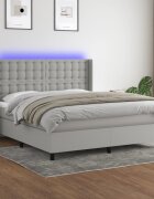 vidaXL LED кутия за пружини с легло с таблото текстил