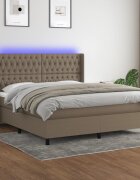 vidaXL LED кутия за пружини с легло с таблото текстил