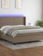 vidaXL LED кутия за пружини с легло с таблото текстил