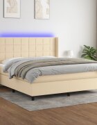 vidaXL LED кутия за пружини с легло с таблото текстил