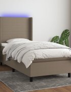 vidaXL LED кутия за пружини с легло с таблото текстил