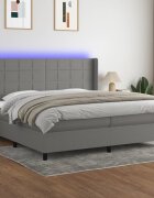 vidaXL LED кутия за пружини с легло с таблото текстил