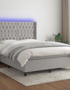 vidaXL LED кутия за пружини с легло с таблото текстил