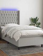 vidaXL LED кутия за пружини с легло с таблото текстил