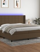 vidaXL LED кутия за пружини с легло с таблото текстил
