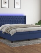 vidaXL LED кутия за пружини с легло с таблото текстил