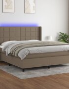 vidaXL LED кутия за пружини с легло с таблото текстил