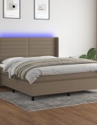 vidaXL LED кутия за пружини с легло с таблото текстил