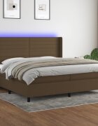 vidaXL LED кутия за пружини с легло с таблото текстил