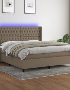vidaXL LED кутия за пружини с легло с таблото текстил