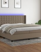 vidaXL LED кутия за пружини с легло с таблото текстил