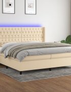 vidaXL LED кутия за пружини с легло с таблото текстил