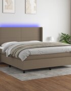 vidaXL LED кутия за пружини с легло с таблото текстил