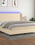 vidaXL LED кутия за пружини с легло с таблото текстил