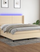 vidaXL LED кутия за пружини с легло с таблото текстил