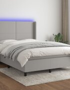 vidaXL LED кутия за пружини с легло с таблото текстил