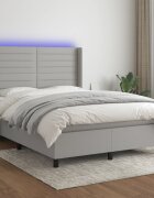 vidaXL LED кутия за пружини с легло с таблото текстил