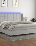 vidaXL LED кутия за пружини с легло с таблото текстил