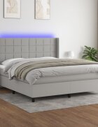 vidaXL LED кутия за пружини с легло с таблото текстил
