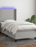 vidaXL LED кутия за пружини с легло с таблото текстил