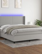 vidaXL LED кутия за пружини с легло с таблото текстил