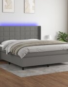 vidaXL LED кутия за пружини с легло с таблото текстил