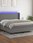 vidaXL LED кутия за пружини с легло с таблото текстил
